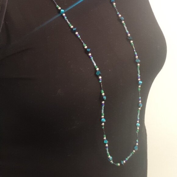 🥬NWT Boho Chic Artisan Handmade AAAA Shiny Crystal Bead Necklace Long Necklace - Picture 6 of 16